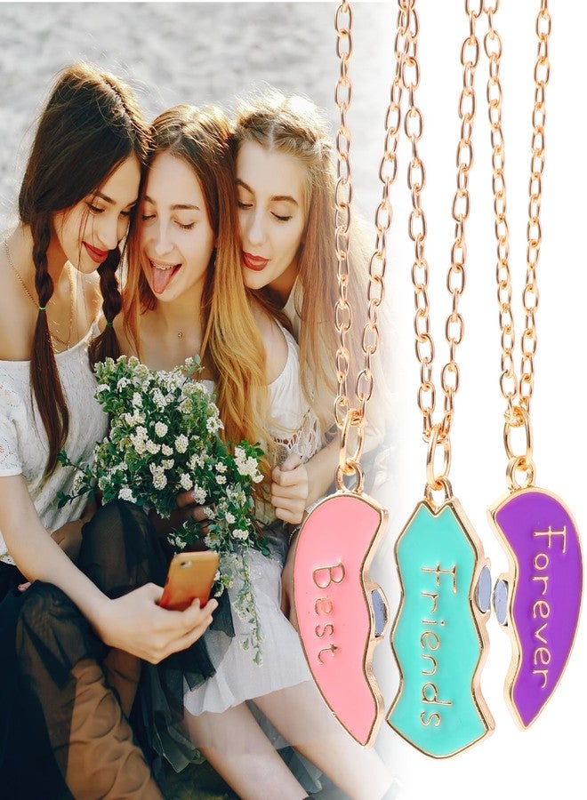 قلادة ElevateTech BFF لثلاثة أشخاص، قلادة صداقة بتصميم قلب مكسور، طقم قلادات صداقة لثلاثة أشخاص، هدية مثالية للذكرى السنوية أو عيد الميلاد. - Image 5